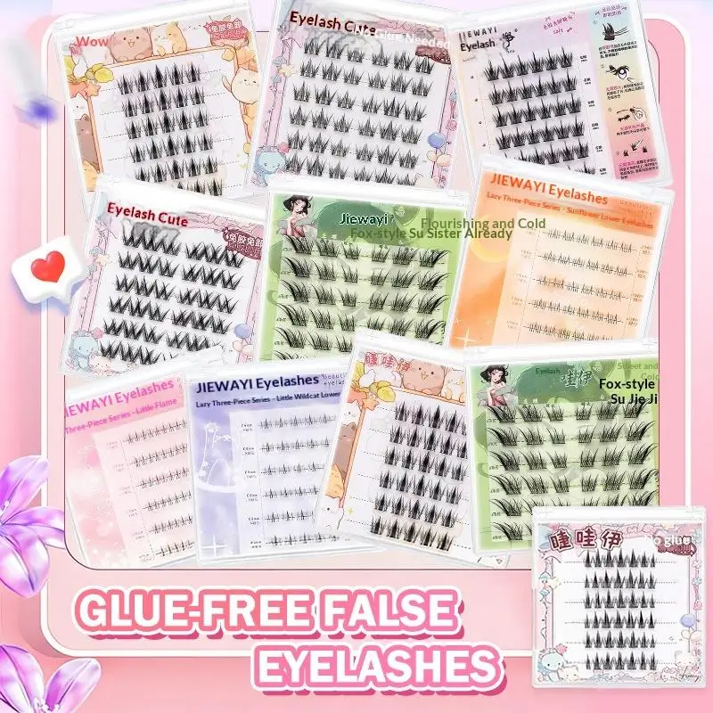 6 Rows Diy Segmented False Eyelashes Manga False Eyelash Natural Anime Eyelash Cosplay 3d Wispy Thick Reusable Cluster Lashes