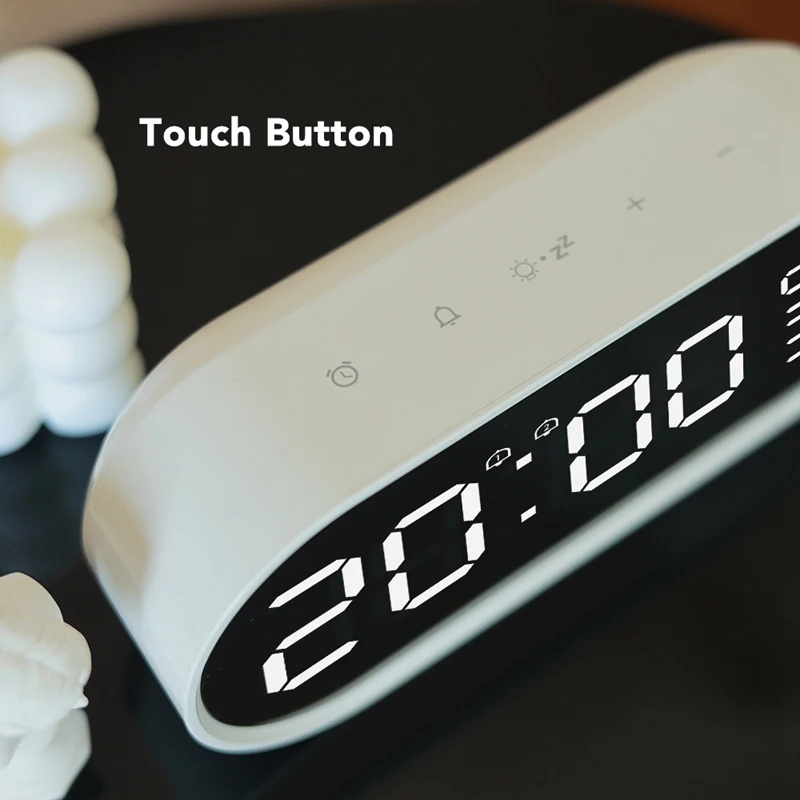 Mirror Clock Snooze 12/24 Digital Electronic Table Home Environment Hygrometer Sensors Station Tool