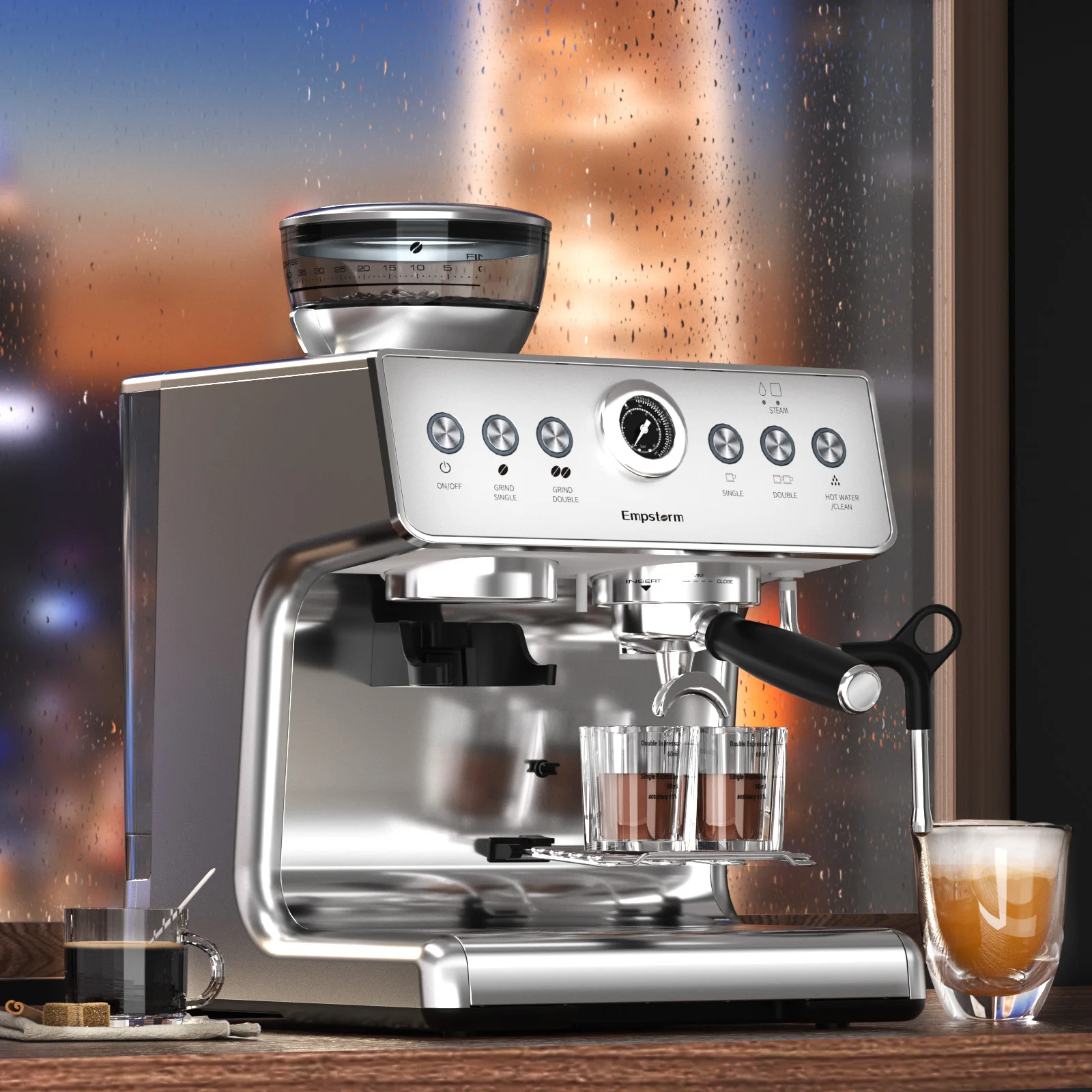 

21M Semi-Automatic Manual Electric 110V/220V Espresso Coffee Machine Brew System Hot Water System Stainless Steel 20 Household