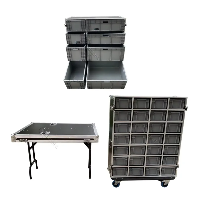 

Пластиковый ящик-органайзер на колесиках для автоспорта и мотогонок с выдвижной столешницей и столом