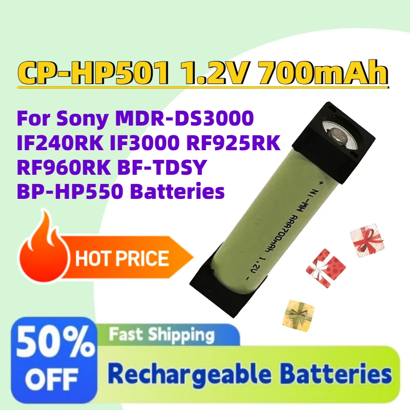 

In Stock CP-HP501 1.2V 700mAh Headphones Battery for Sony MDR-DS3000 IF240RK IF3000 RF925RK RF960RK BF-TDSY BP-HP550 Batteries