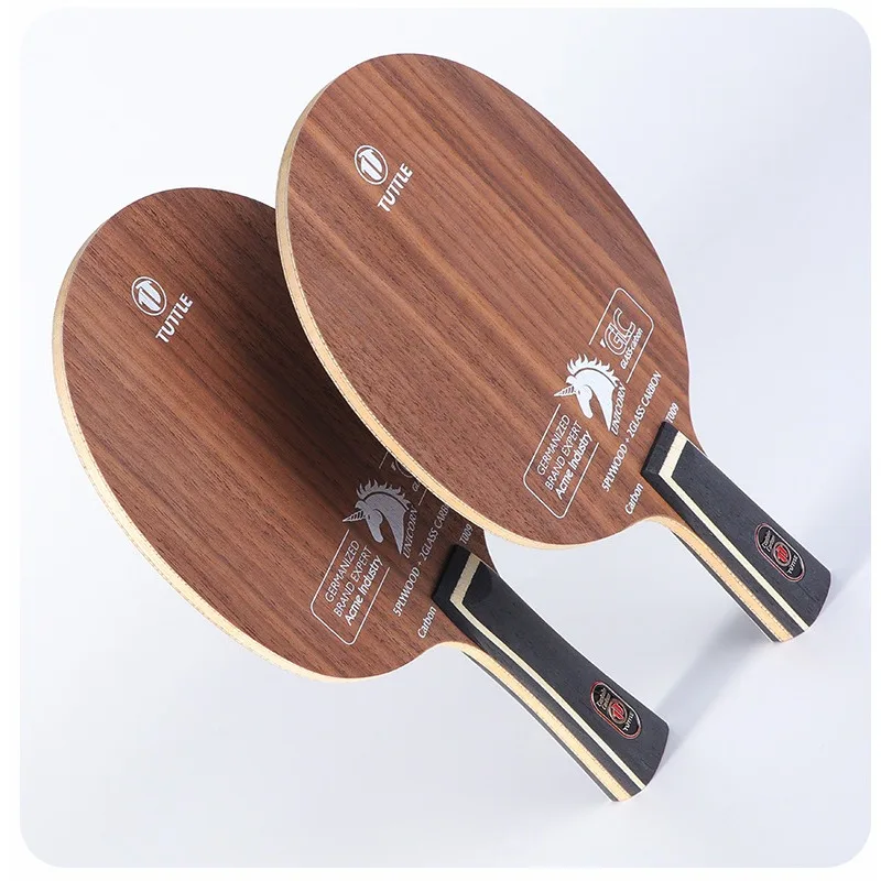 TUTTLE Ping Pong Racket Baseplate T009 5 Wood 2 Carbon Ping Pong Pabble Walnut Fiberglass Carbon Blade Professional Racket