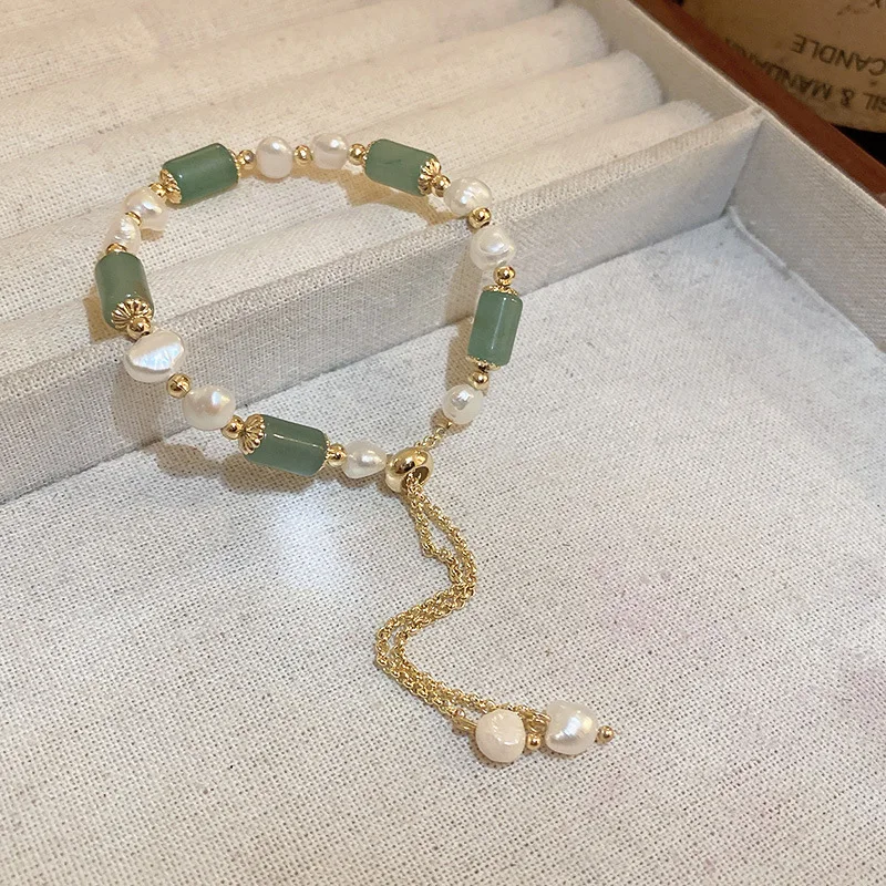 100% natürliche Süßwasser Perle & Jade Stein 14K Gold Gefüllt Weiblichen Charme Armband Schmuck Für Frauen Neue Jahr Geschenke nie Verblassen – Detail 6