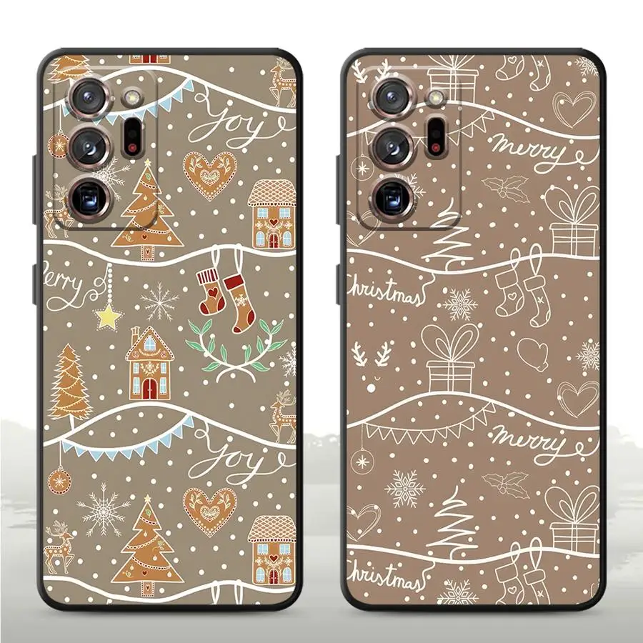 حافظة لهاتف سامسونج جالاكسي نوت S8 9 S10 8 S9 20 Ultra 10 Plus غطاء هاتف ناعم أسود كارتون عيد الميلاد #1