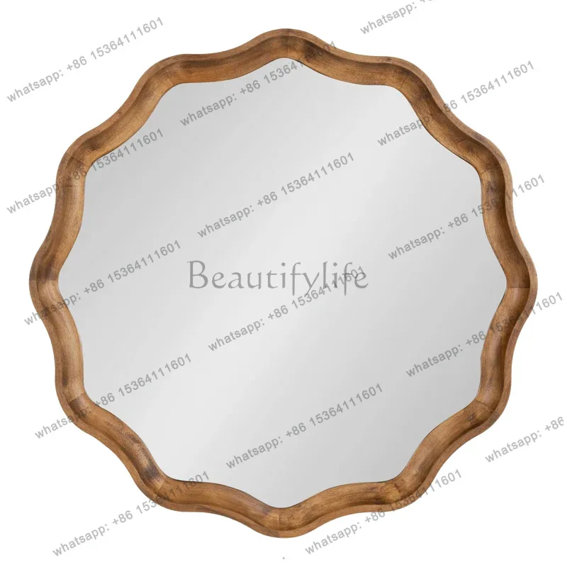 

French vintage bathroom mirror round decorative wave art wall hanging vanity mirror