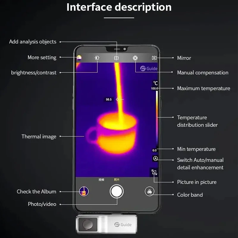 MobIR Air Android iPhone Infrared Thermal Camera 25HZ Floor Heating Computer Case Electrical Cabinet Weak Current Box Test Tools