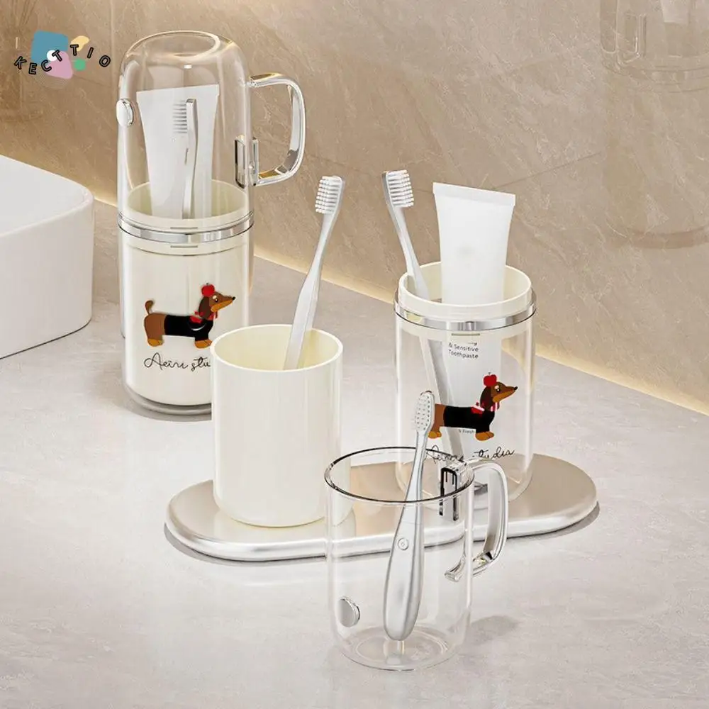 

Dental Cup Transparent Toothbrush Storage Box Dustproof Plastic Brushing Cup Cartoon Wash Cup Camping