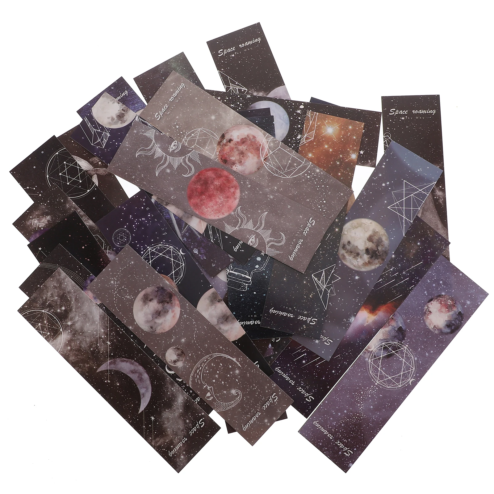 

60pcs Space Theme Bookmarks High-Quality Paper Clear Pattern Bright Color Student Bookmark Diy Bookmark Paper Label Gift