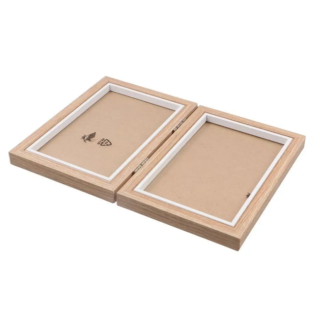 Creative Foldable Hinge Photo Frame Rectangular Double/Triple Portrait Picture Frame Wooden 6/7/8 Inches Desktop Album Set