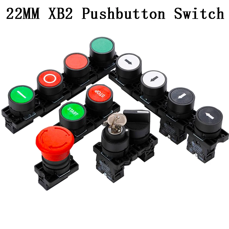 22mm XB2-EA Plastic Push Button Switch Start / Stop Black / White Arrow 10A/415V Self-reset/Momentary Symbol Button Switch