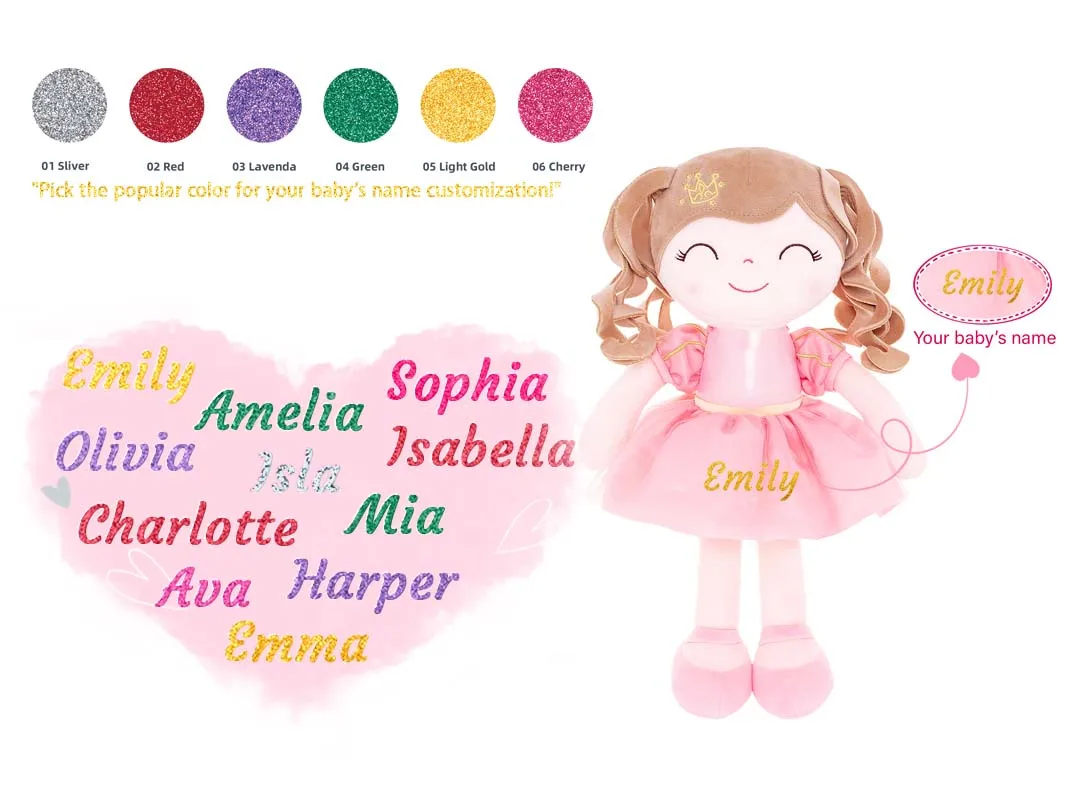 Gloveleya Personalized doll with Your Name - Cute Custom Pink Soft Plush Doll for Girls Plush Doll Customized Gifts