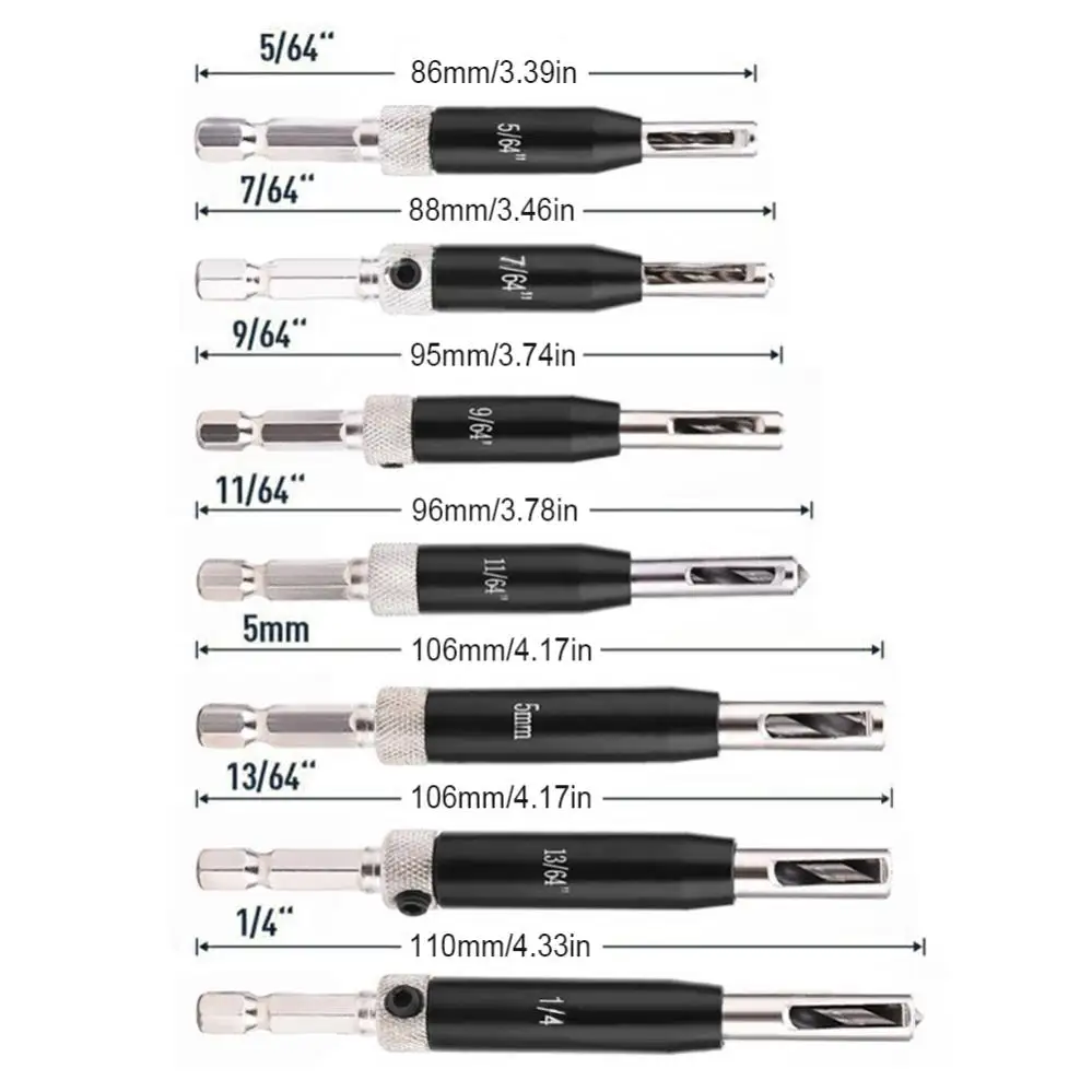 17pcs Self Centering Hinge Tapper Core Drill Bit Set,8 Replacement Drill Bits Woodworking Adjustable Door Window Drill Bits
