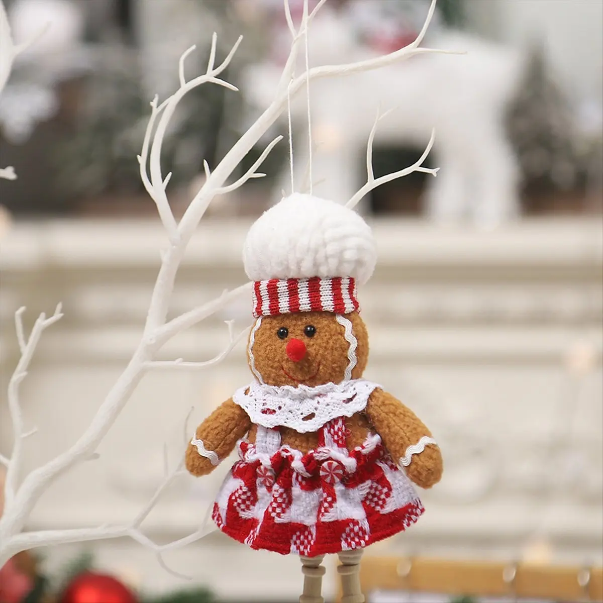 A58Z 2PCS Gingerbread Ornaments Christmas Gingerbread Ornaments Hanging Gingerbread Hanging Ornaments for Xmas Tree view 6