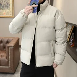 Winter Jacket Men Parkas Thicken Warm Coat Mens Stand Collar Jackets Solid Color Parka Coats Women Korean Fashion New Streetwear