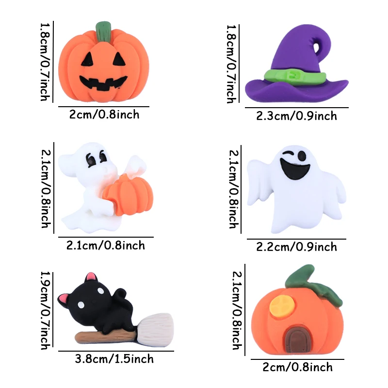 10pcs Cartoon Ghost Pumpkin Collection Flat Back Resin Halloween Party Decor DIY Scrapbooking Craft Decoration Accessories