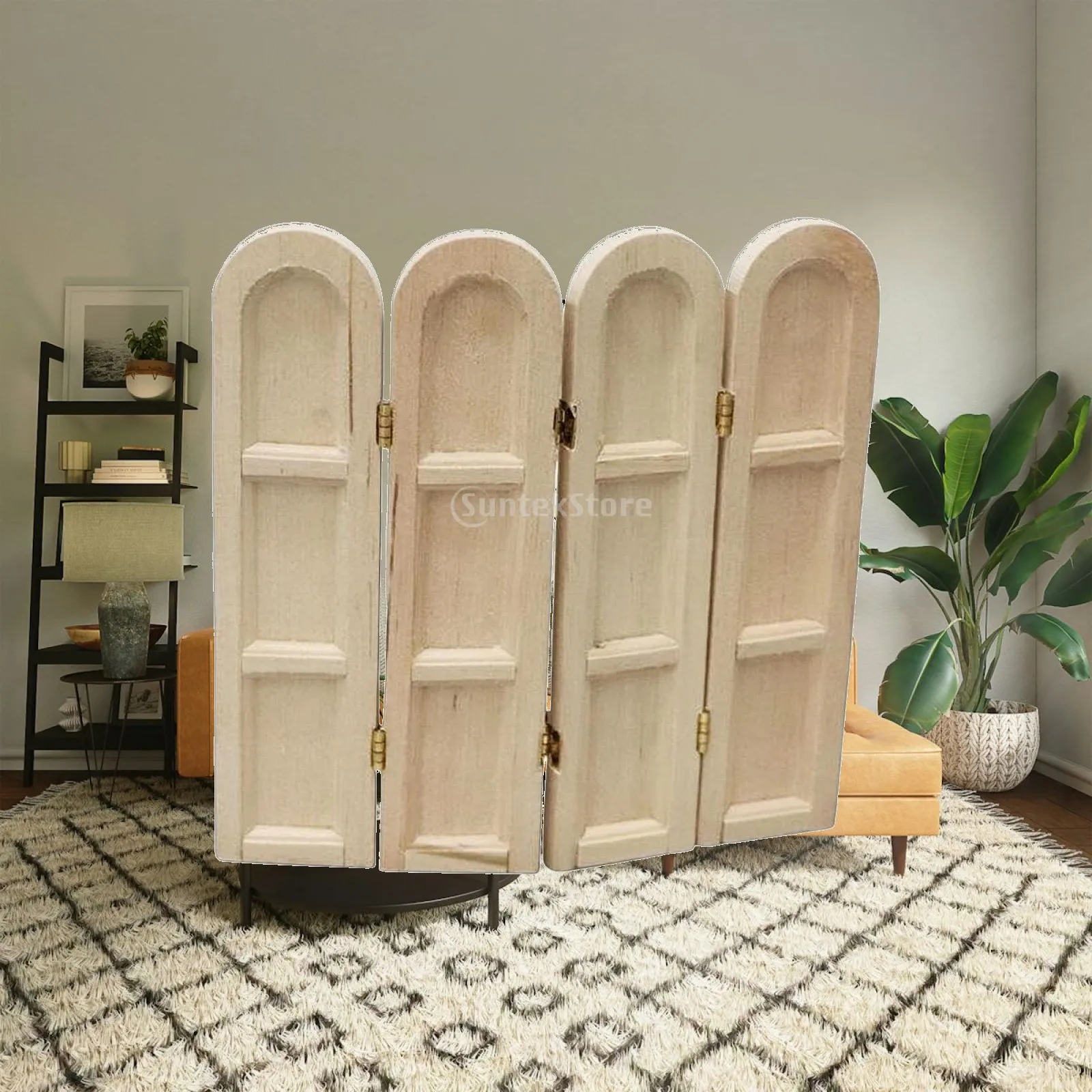 1:12 Scale Dollhouse Mini Furniture Model Arched-Top Folding Screen 1/12 Scale Dollhouse Screen Hinges