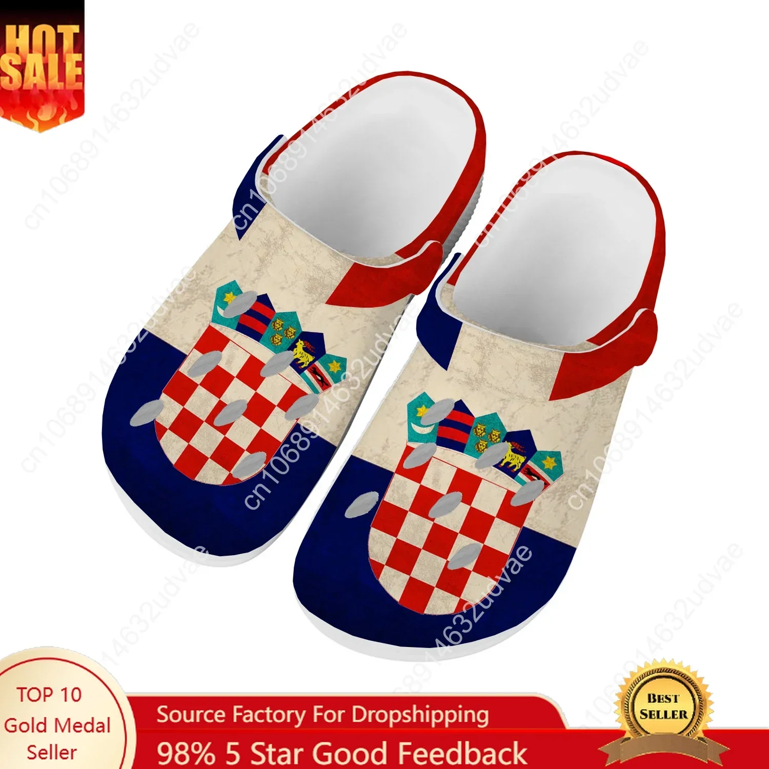 Croatia National Flag Water Shoes Men Women Comfortable Home Garden Clogs Customizd Sandals Beach Breathable Hole Slippers
