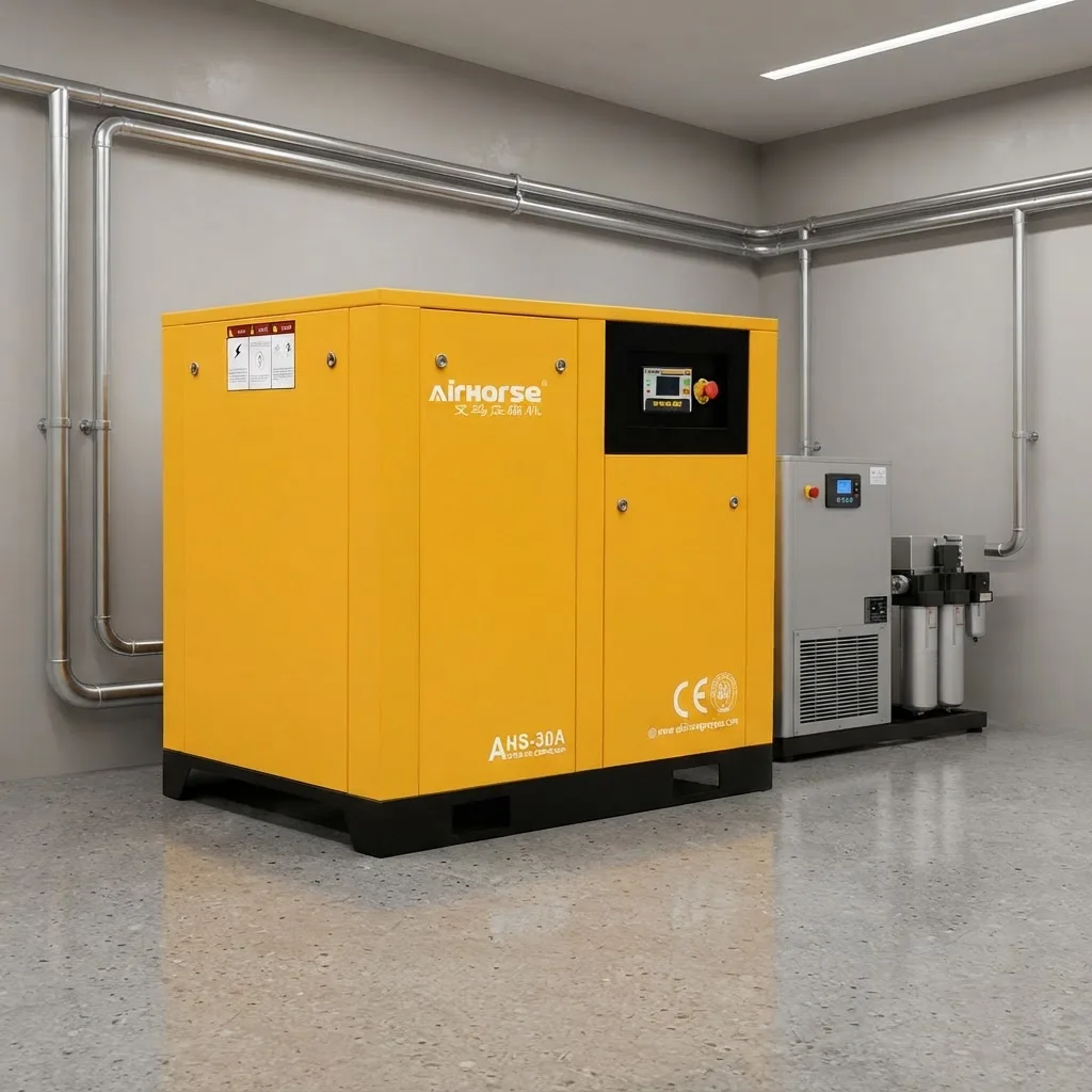 For AHS-60A High Pressure Screw Compressor Direct Drive Low Noise IP54 Air Cooled for Packaging Line
