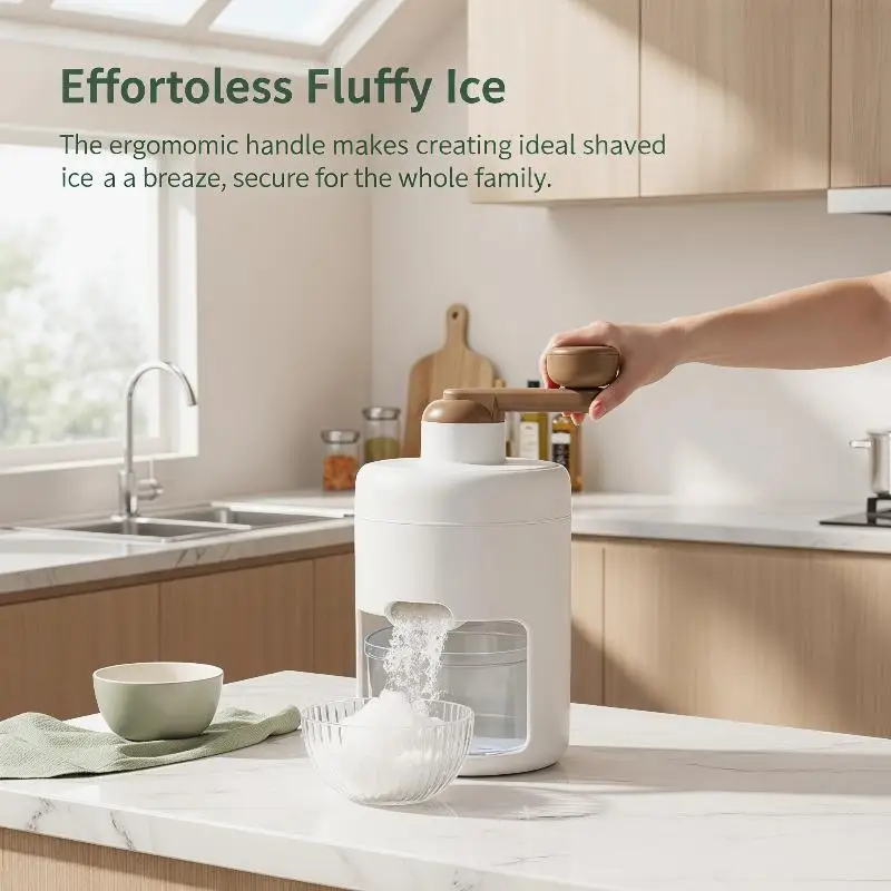 Trituradora manual de hielo, máquina de conos de nieve con manivela, máquina portátil para hacer hielo raspado para el hogar, cocina, bricolaje, triturador de hielo de frutas.