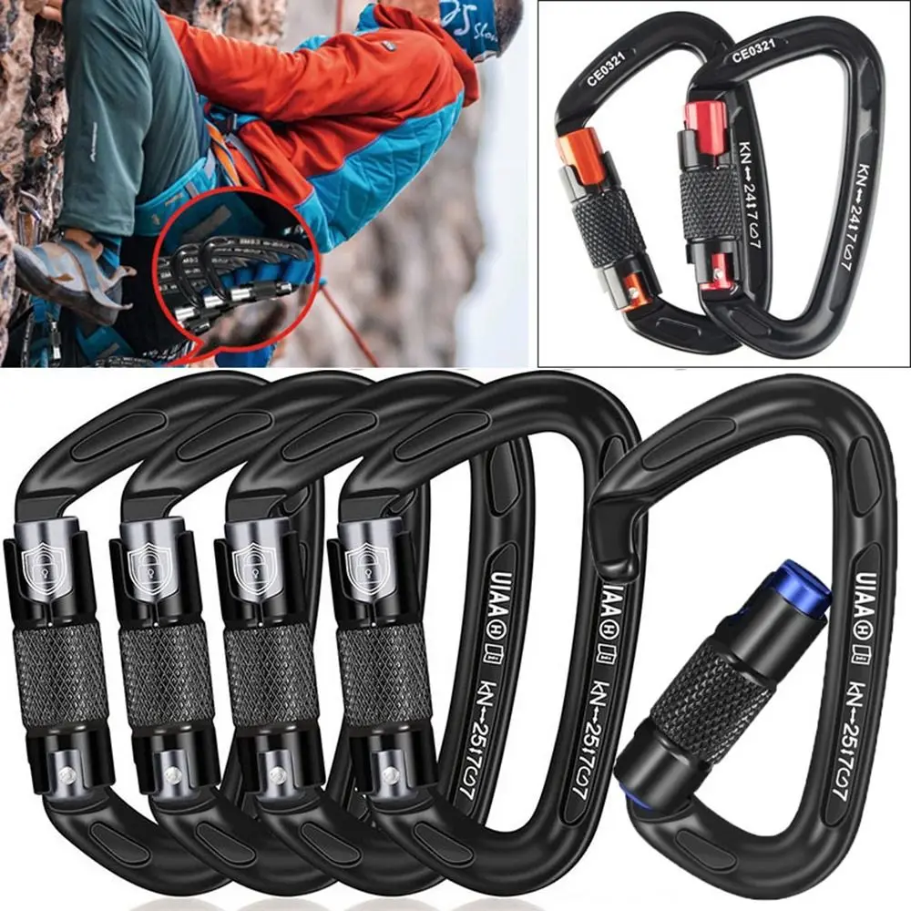 New 25KN Safety Carabiner Professional Aluminum Key Hooks D Shape Keychain Outdoor Tool