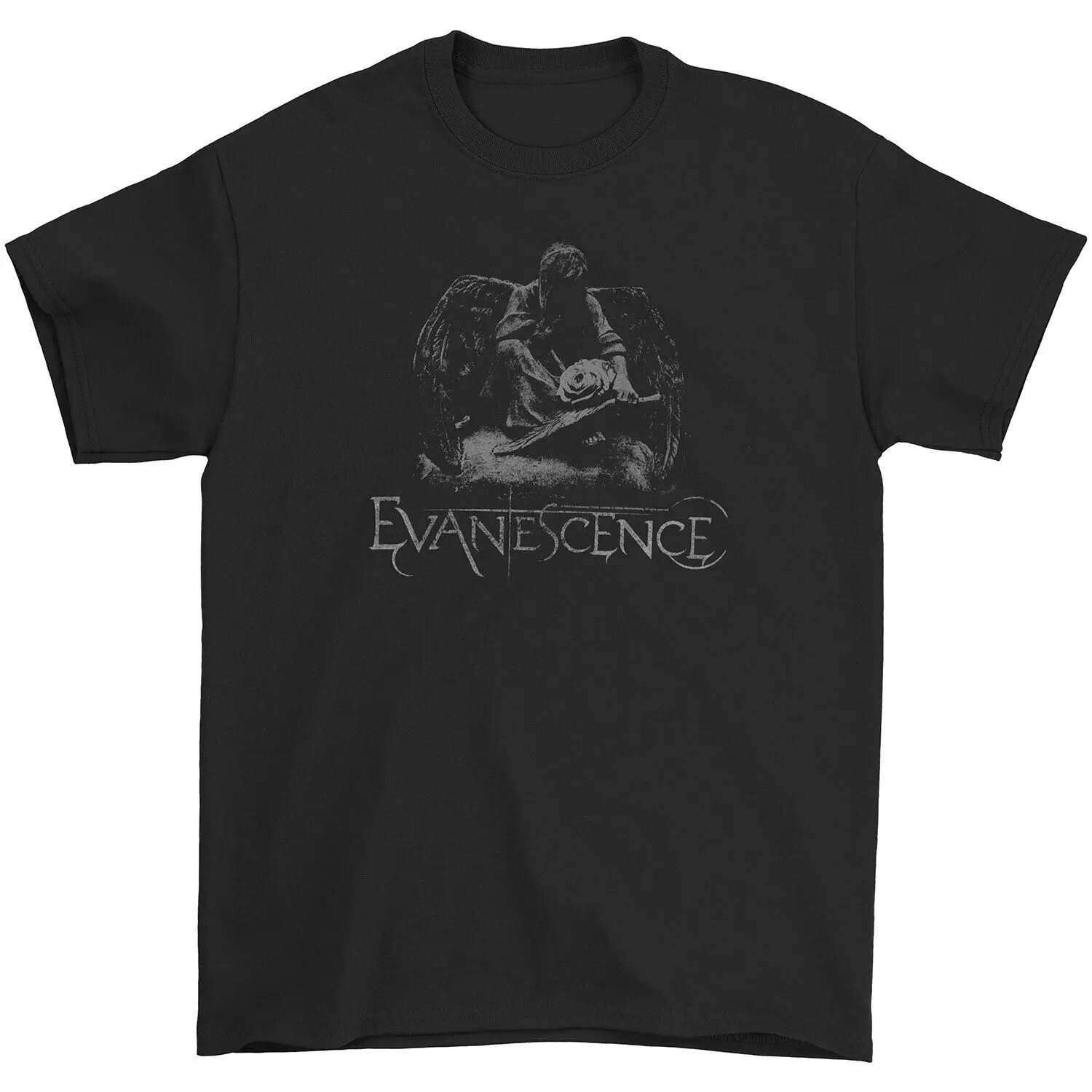 Men'S Evanescence Angel Statue T Shirt Medium Black