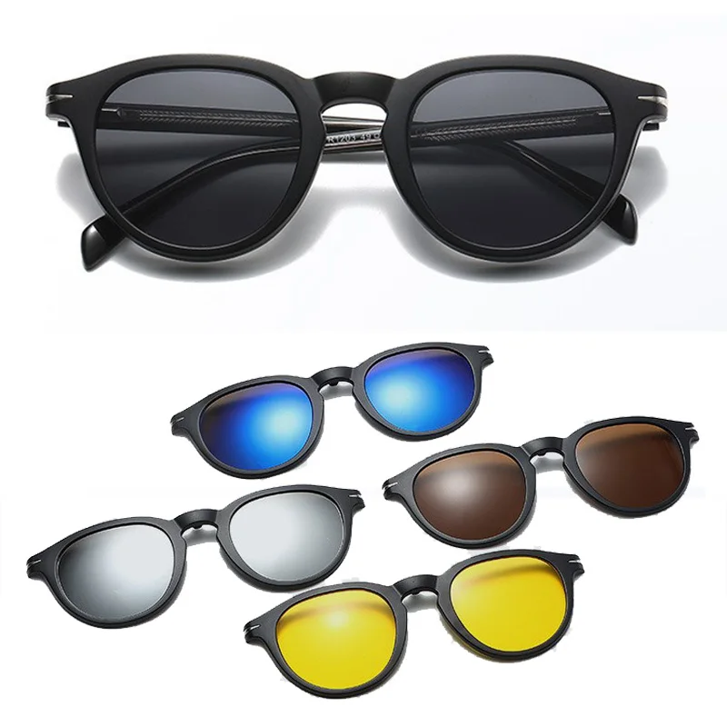 

TR90 Magnetic Snap-on Frame Retro Insert P olarized Sunglasses Clip-On Style With Lens Nearsighted Glasses Frame
