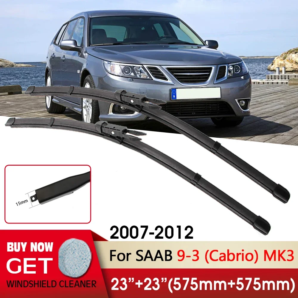 

Car Wiper Front Wiper Blade 23"+23" For SAAB 9-3 (Cabrio) MK3 2007-2012 Fit Pinch Tab Arm Windscreen Wipers Auto Accessories