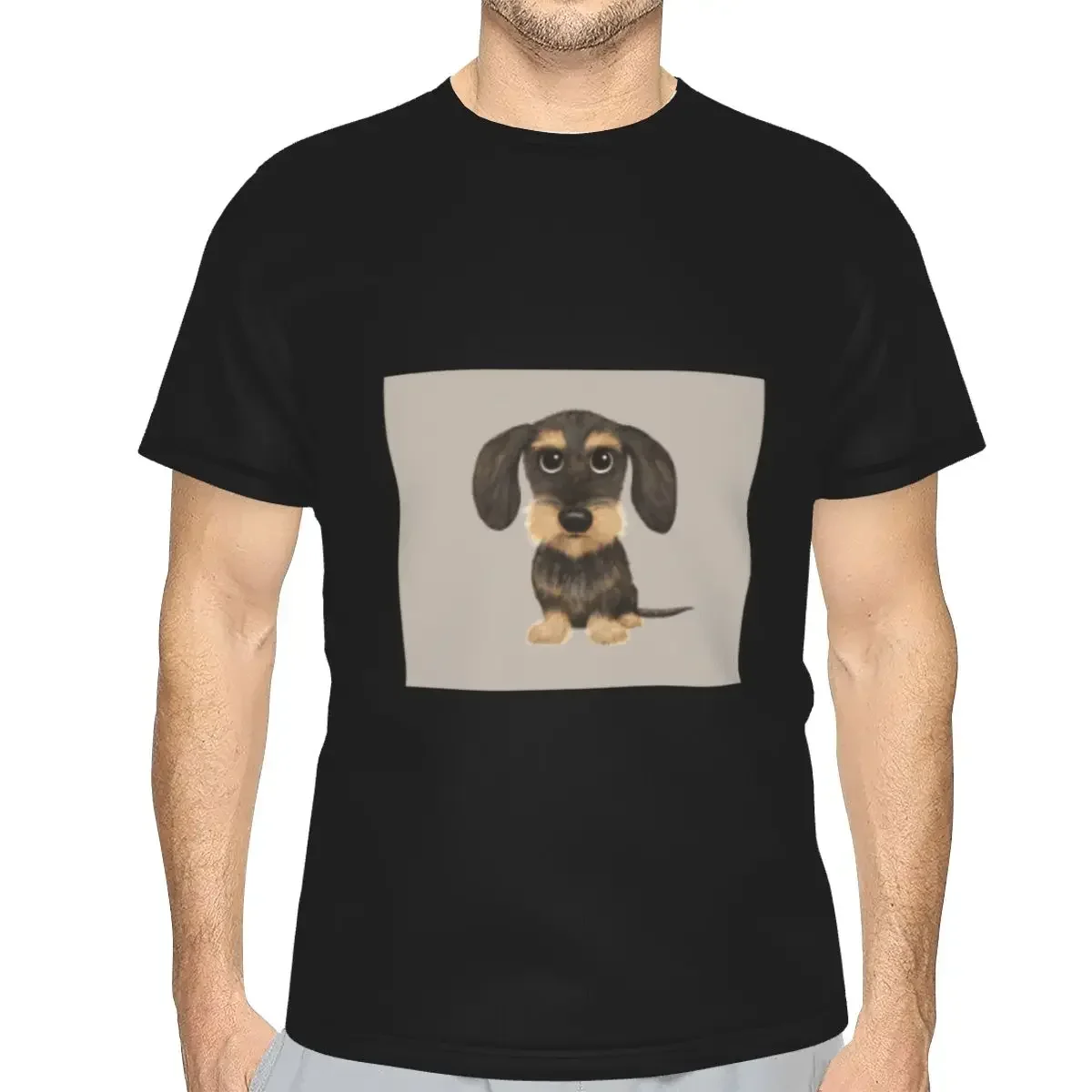 Camiseta de poliéster para hombre con diseño de Teckel de pelo duro, cerdo salvaje y color marrón claro, estilo moderno.