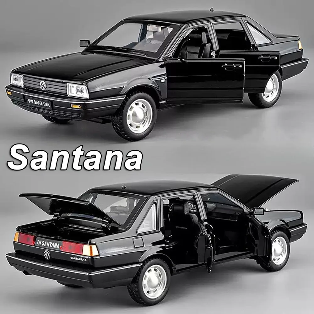 Santana-modelos de juguetes fundidos a presión, coches de policía de aleación, 6 puertas, sonido abierto, luz, vehículos coleccionables, regalos de Festival para niños, 1:24