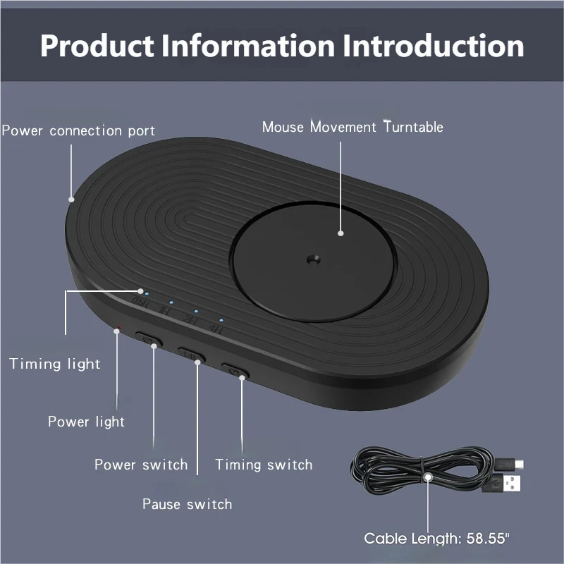 

Anti-sleep Mouse Dock Rotator, Virtual Mouse Auto Mover, Timer For Preventing Screen Lock, Compatible With Multiple Devices