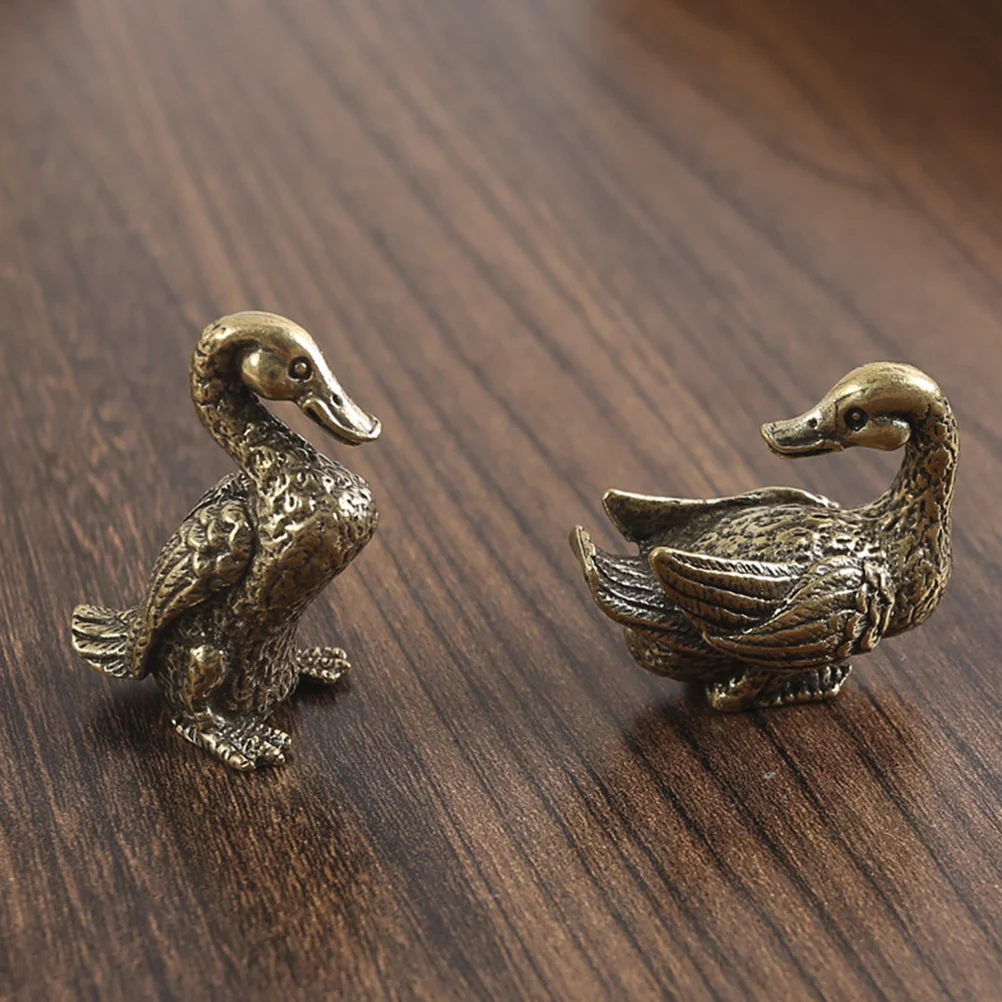 Mandarin Duck Sculpture Brass Ornaments Home Decor Living Room Accessories Vintage Feng Shui Animal Figurines Decorations for