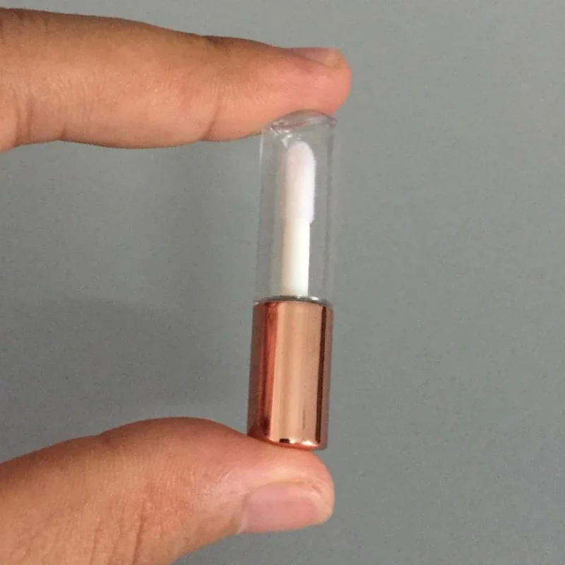 1.2ML Empty Lip Gloss Tubes Rose Gold DIY Plastic Elegant Liquid Lipstick Container Round Mini Lipgloss Sample Bottle