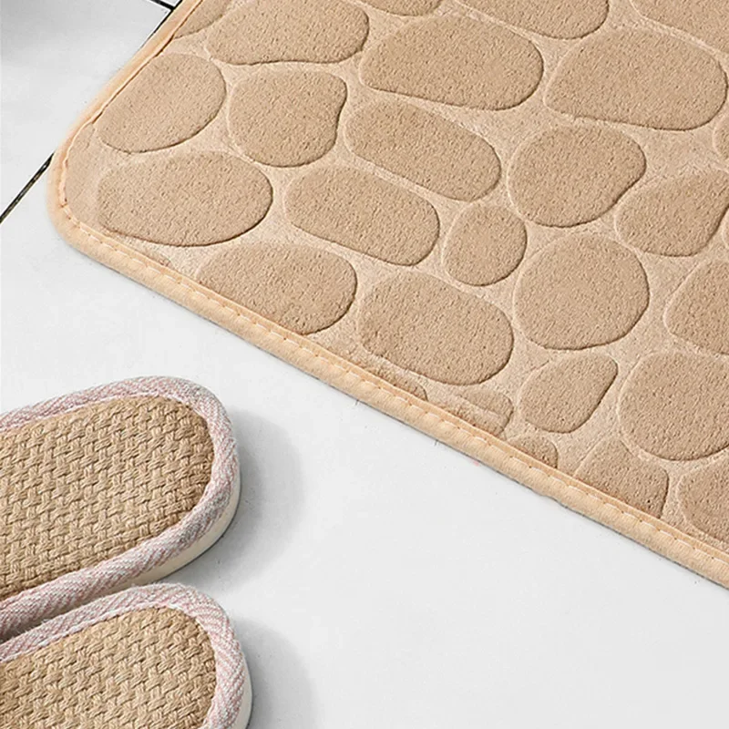 Pebble Embossed Coral Velvet Bathroom Non Slip Mat Household Quick Drying Small Carpet Machine Washable Home Floor Rugs