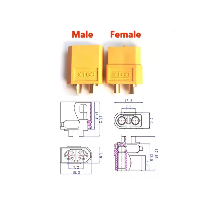 14 AWG Soft Silicone Wire With XT60 Plug Male Female Connectors for RC Lipo Battery FPV Drone Car Boat Quadcopter Multicopter