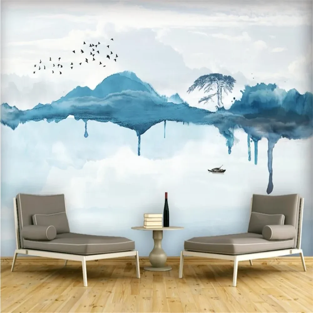 custom Abstract ink landscape wallpaper for walls 3 d TV background decoration mural watercolor wall papers home decor bedroom
