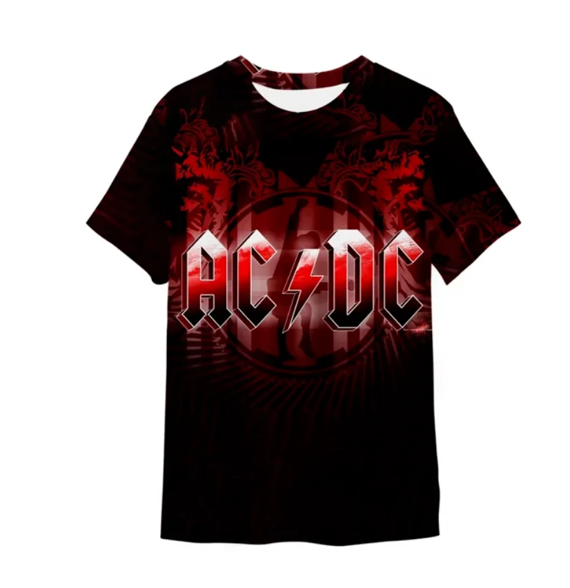 

Men's and Women's Metal Rock Band AC/DC Printed Summer Children's O-neck T-shirt Casual Boys and Girls T-shirt Pullover Fashion