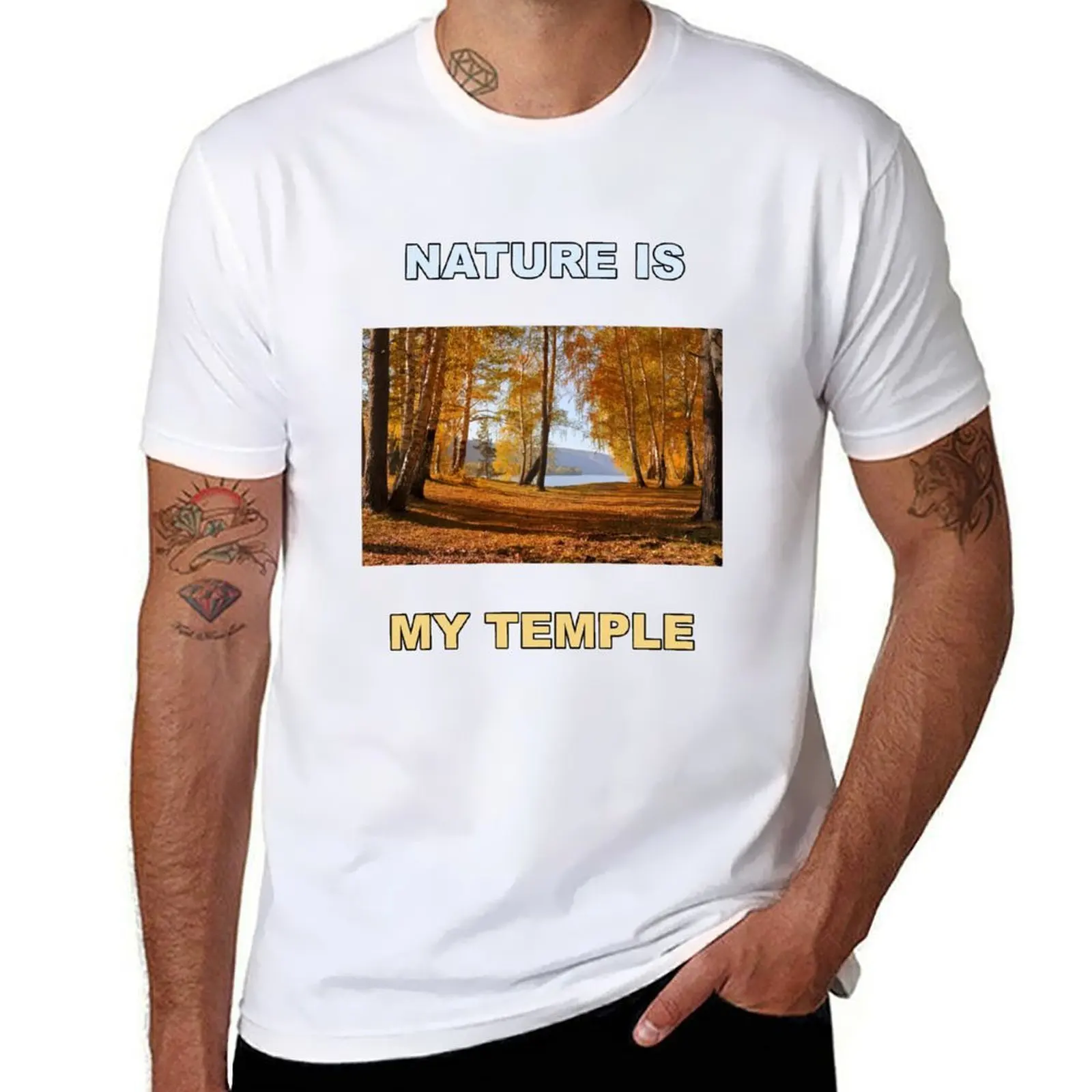 Nature Is My Temple - Autumn Woods T-Shirt Plus Size Gym Sports T-Shirt