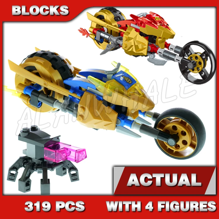 319pcs Shinobi Crystallized Jay's Golden Dragon Motorbike Spider Sidekick 60013 Building Blocks Toys Compatible With Model