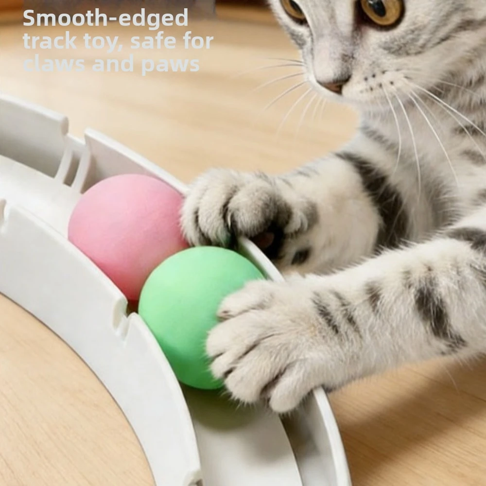 Balle sur rail pour chat à assemblage libre, stimulation de l'intelligence, petit tunnel interactif, silencieux, monté au mur