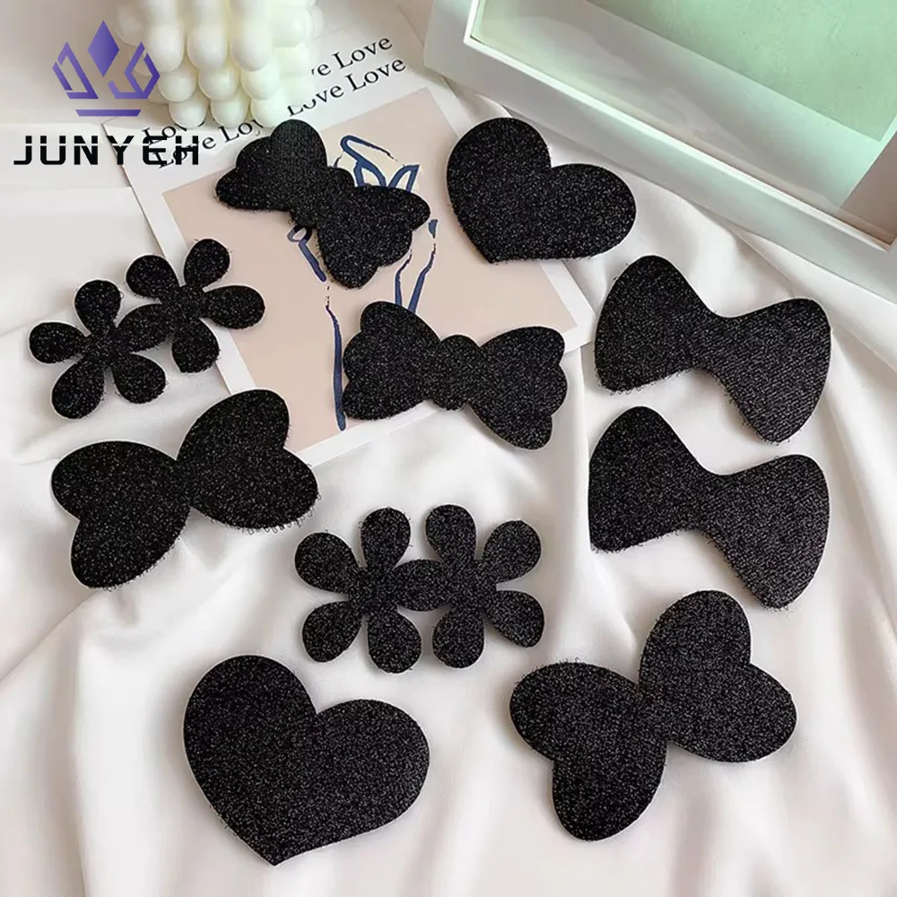 

5 PCS Black Women Girls Bangs Magic Paste Posts Bow Heart Hair Sticker Clip Fringe Hair Bang Patch Stick Hair Accessories