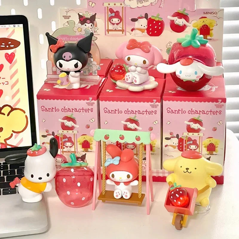 

Sanrio Family Strawberry Farm Series Blind Box Cute Melody Kuromi Anime Figure Mini Doll Cinnamoroll Figure Surprise Bag Toys