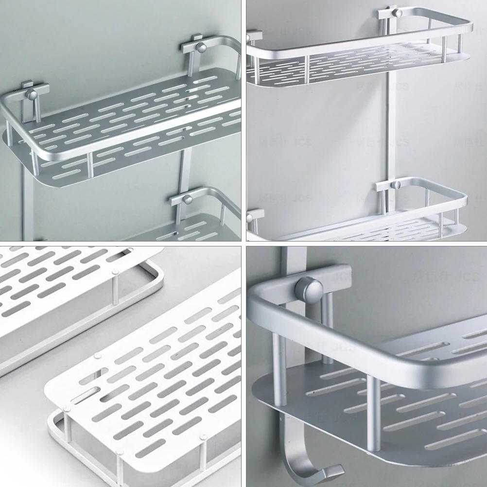 

2 Tier Aluminum Alloy Storage Rack Kitchen Bathroom Shelf Sundries Organizer Finishing Stand Practical