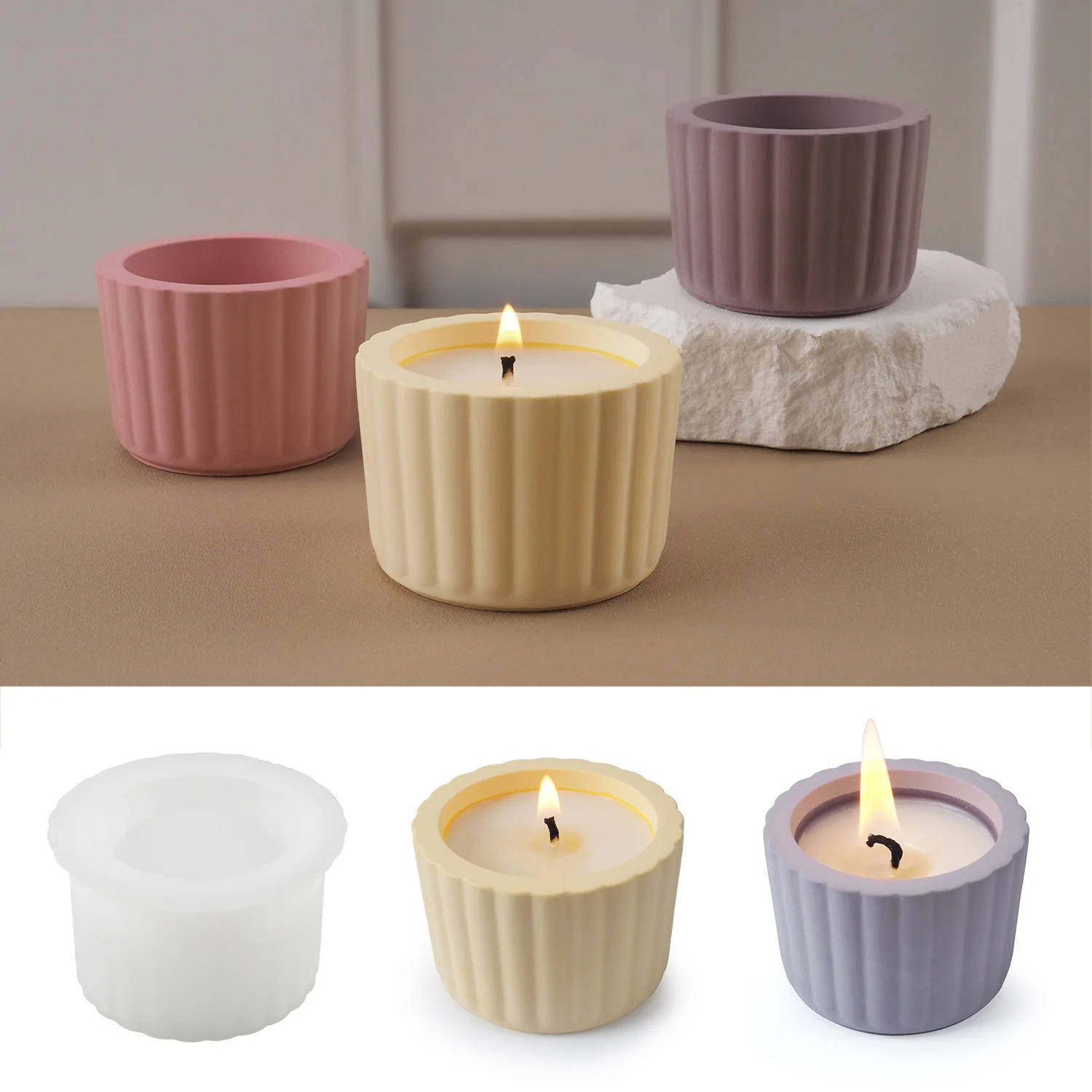 Simple Candlestick Plaster Mold Small Capacity Candle Cup Cement Mold Concrete Candle Container Mold Tealight holder mold