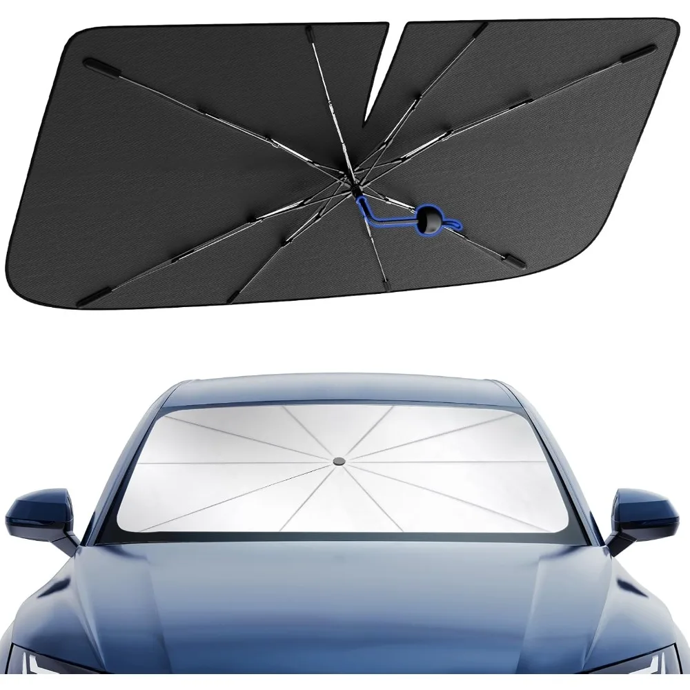 

car windshield sunshade umbrella 10-layer nano uv blocker [heat damage keep cool] & [anti-puncture system] auto-folding car sha
