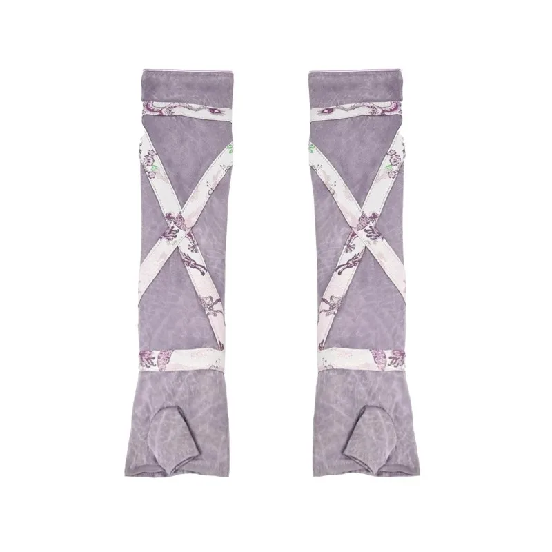 Summer Japanese Fashion Design Strap Arm Warmer Dragon Pattern Jacquard Chinese Style All-Match Flab Hiding Lace-up Oversleeve