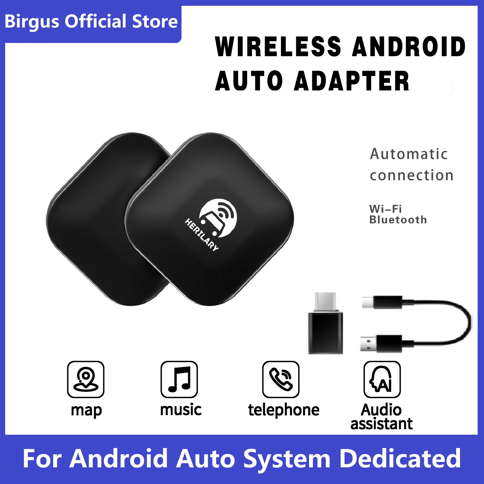 

2023 Brand New Wireless Android Auto Phone Bluetooth Connection Android Car Adapter For Audi Mercedes-Benz Car Multimedia