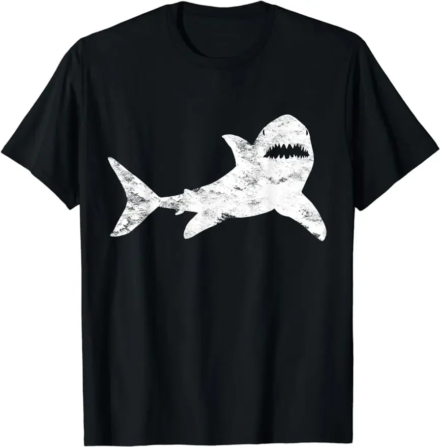 Shark Distressed Cool Vintage T-shirt Shark Bite Tee