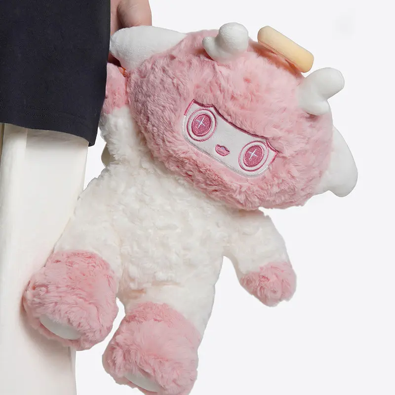 دمية ZEIO اللطيفة على شكل ملاك محشوة بالقطن الناعم باللون الوردي الجميل مع أجنحة وهالة، هدية رومانسية للصديقة في عيد الحب أو عيد الميلاد