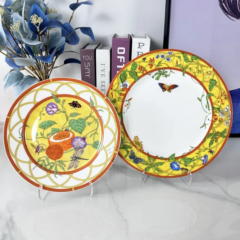 

Artistic European Bone China Plate Multifunctional Home Steak Serving and Fruit Display Platter