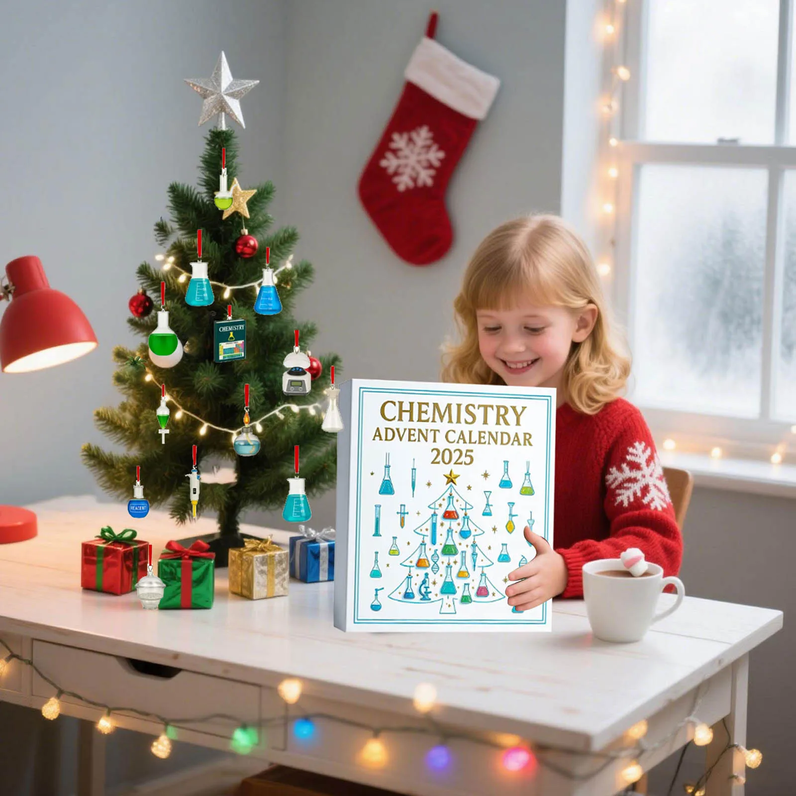 Mini minuterie calendrier de l'avent de chimie 2025 24 jours ornements de chimie calendrier de compte à rebours de noël chemistrys amusants la minuterie